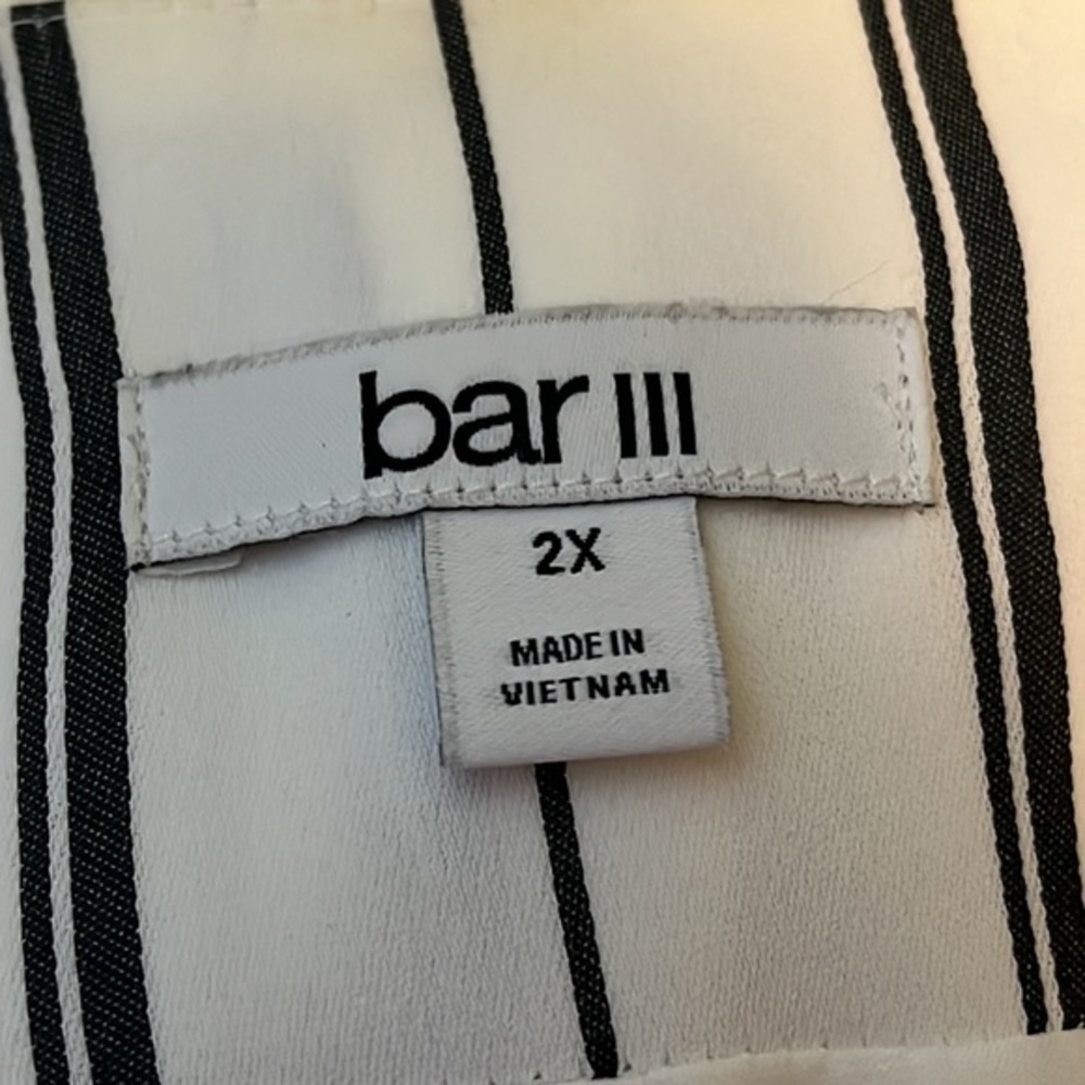 Bar III Open Front Blazer White With Black Vertical Stripes womens size 2X - Picture 5 of 6